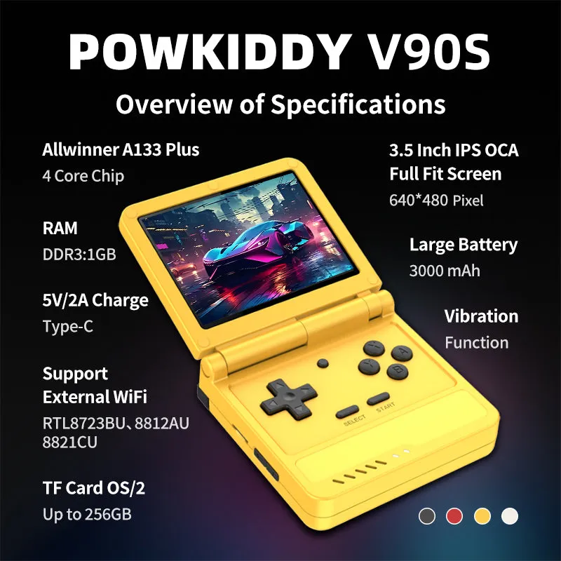 Powkiddy V90S consola portabila pliabila 3,5 inch